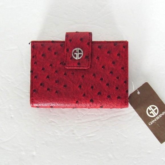 Giani Bernini Handbags - Giani Bernini Red Ostrich Leather Mini Wallet
